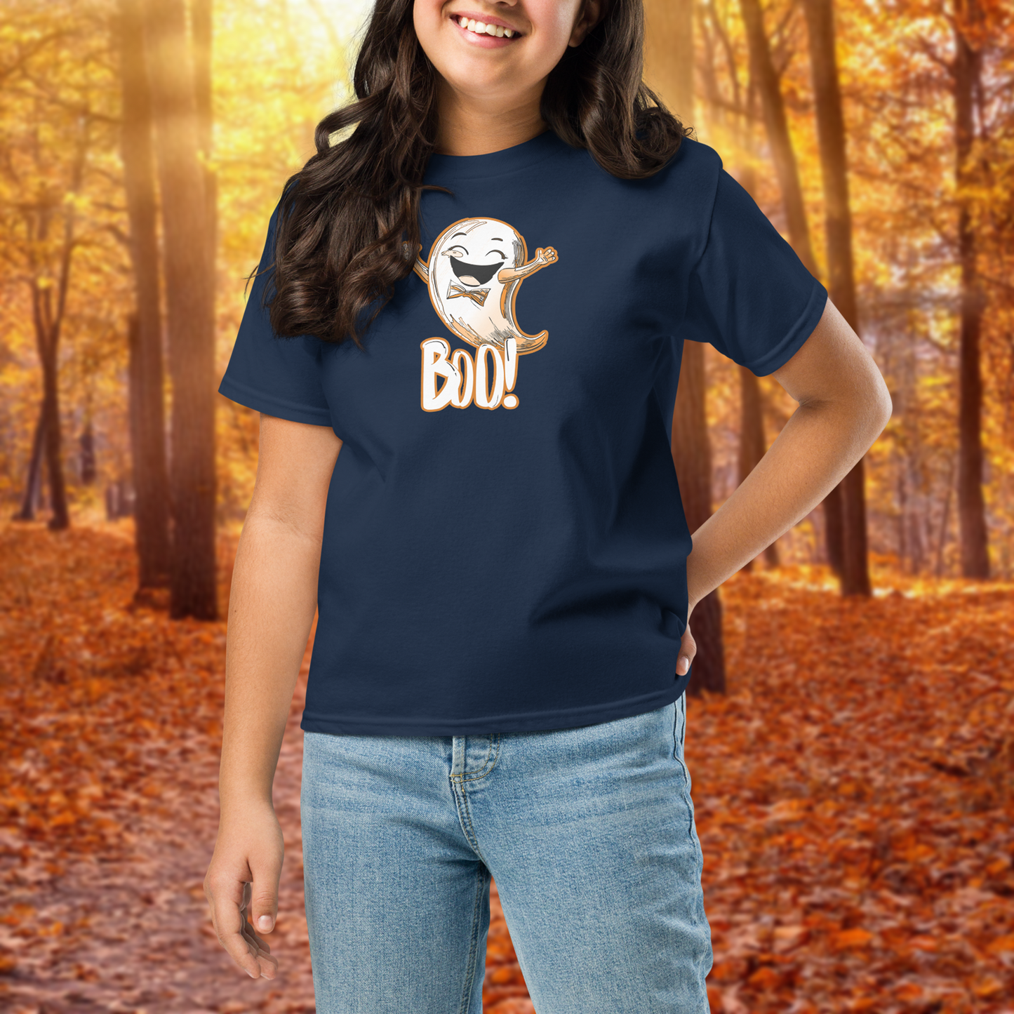 Cute Ghost “Boo!” Halloween T-Shirt for Youth