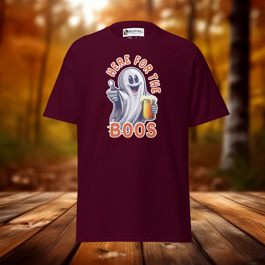 Here for the Boos Unisex Halloween T-Shirt Funny Ghost Design