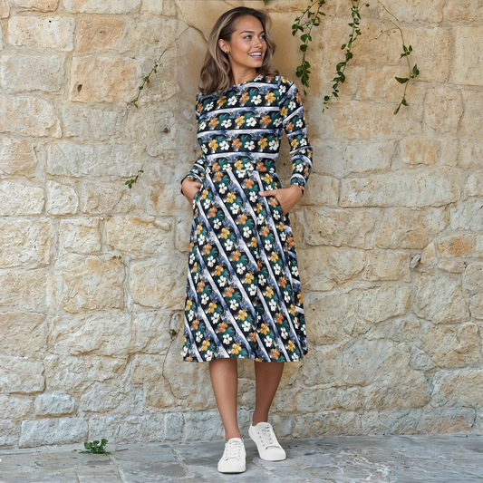 Floral Driftline Long Sleeve Midi Dress