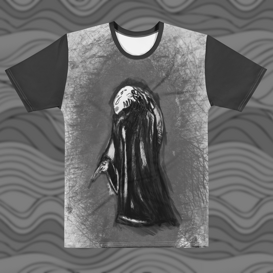 Alien Sketch All-Over Print Tee – Unique Gift for Gamers & Sci-Fi Fans