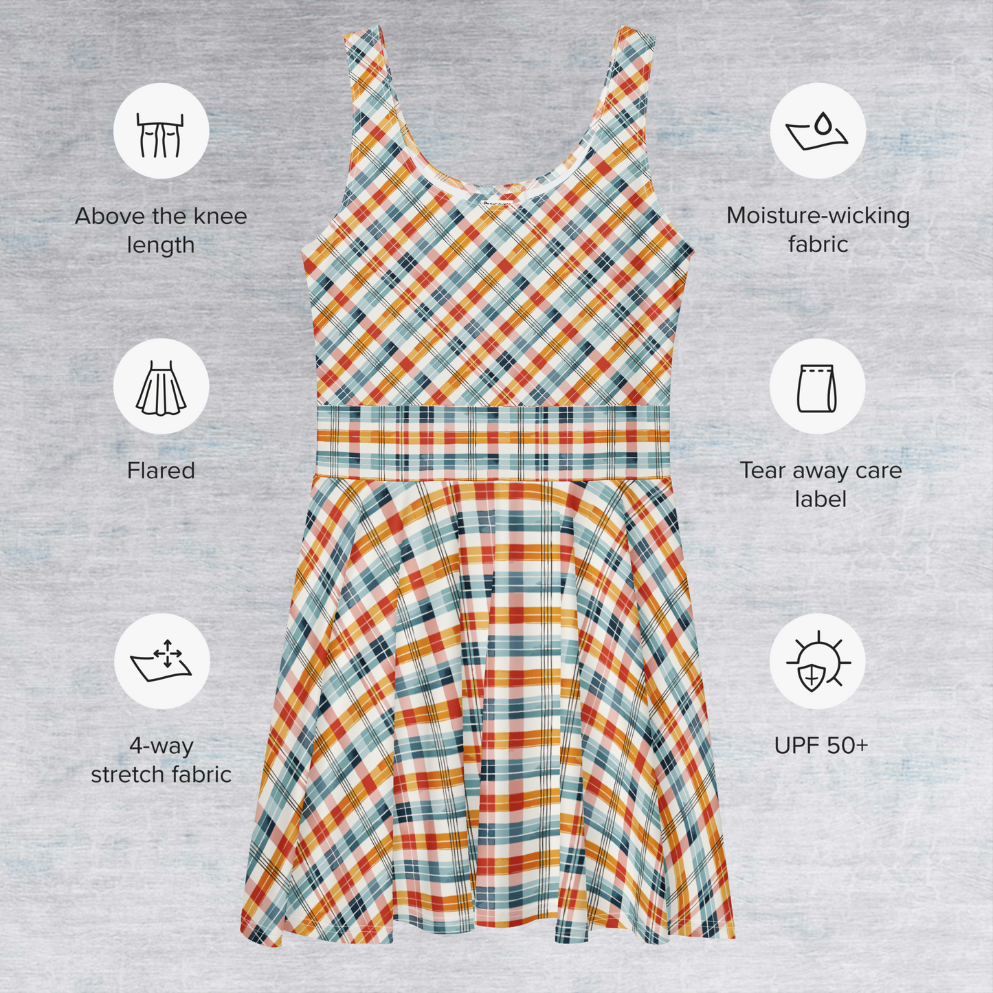 Vintage Plaid Skater Dress Ideal for Summer Parties and Casual Outings