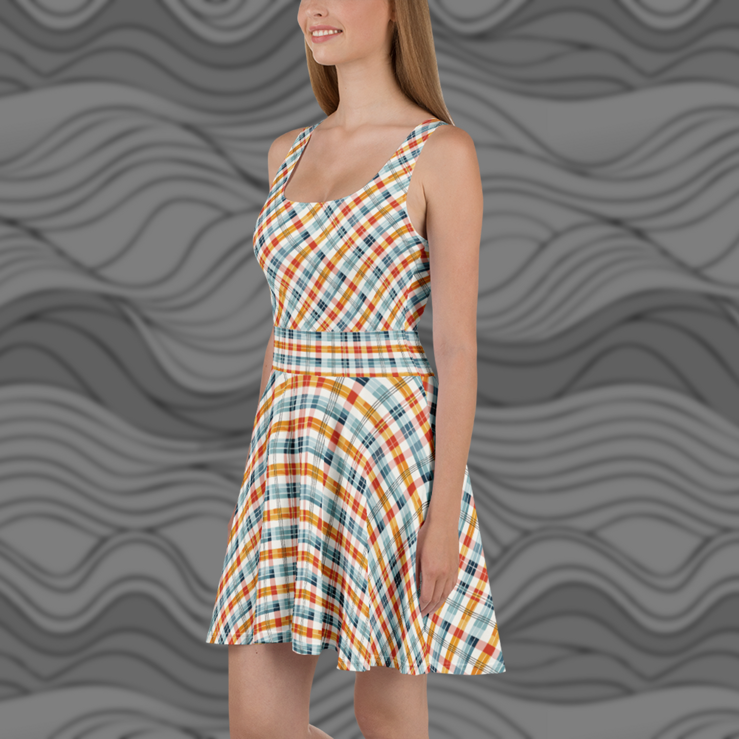 Vintage Plaid Skater Dress Ideal for Summer Parties and Casual Outings