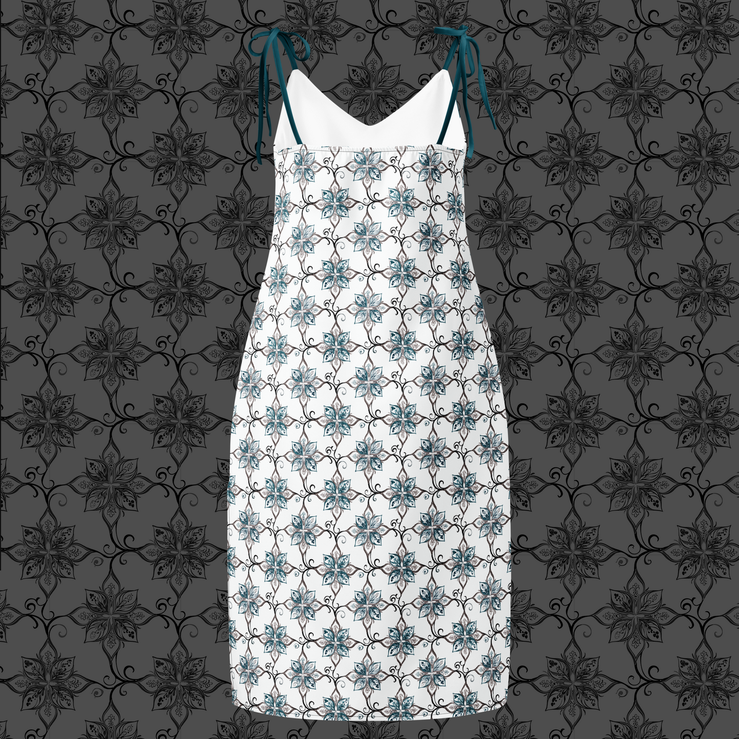 Teal Tapestry Floral Midi Dress