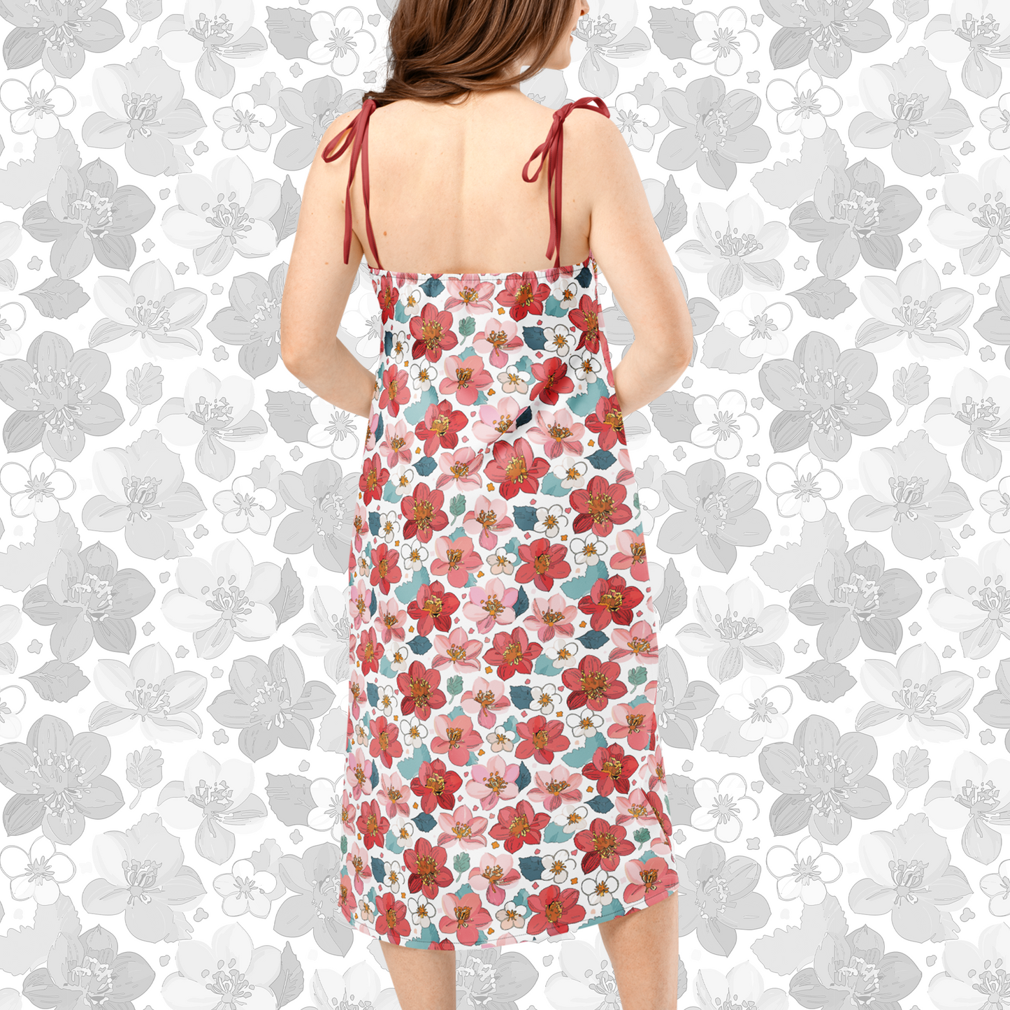 Roselle Mist Floral Midi Dress