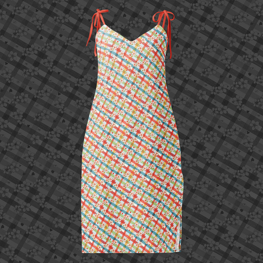 Plaid Petals Midi Midi Dress