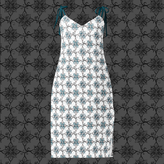 Teal Tapestry Floral Midi Dress