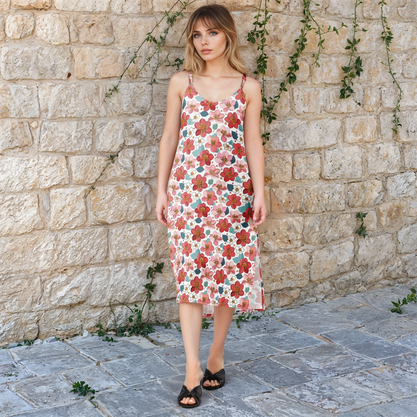 Roselle Mist Floral Midi Dress
