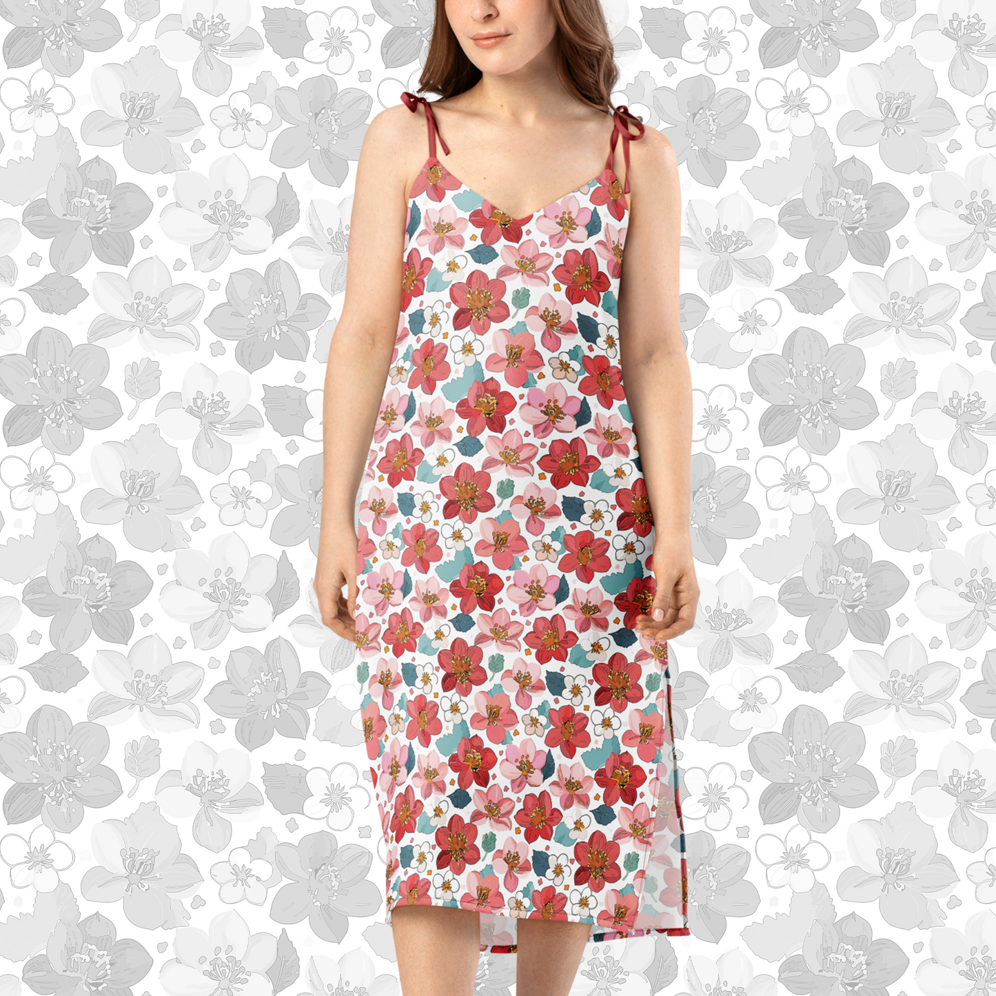 Roselle Mist Floral Midi Dress