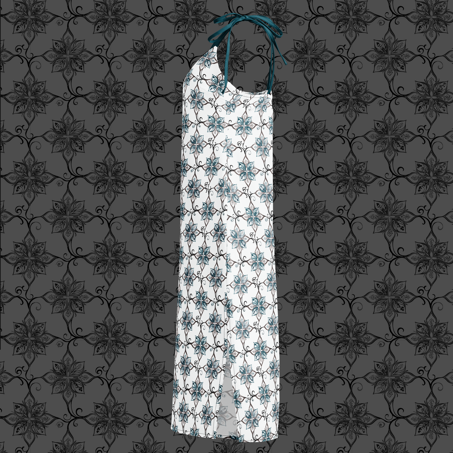 Teal Tapestry Floral Midi Dress