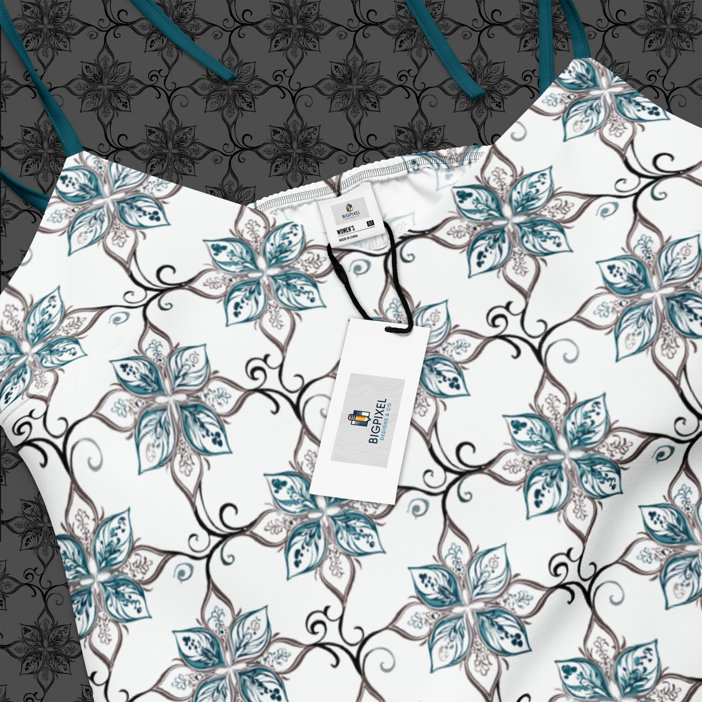 Teal Tapestry Floral Midi Dress