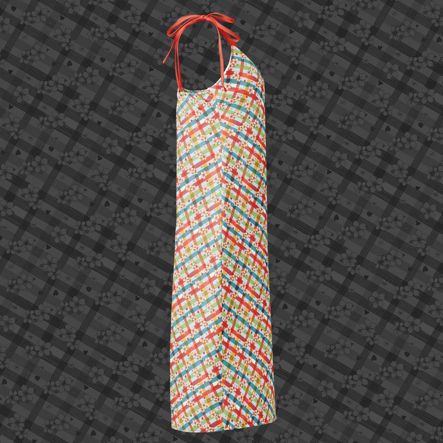 Plaid Petals Midi Midi Dress