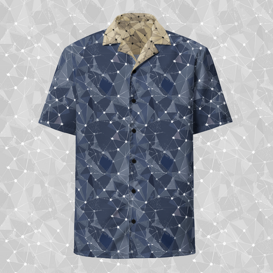 Frostline Mesh Geometric Button Up Shirt for Men