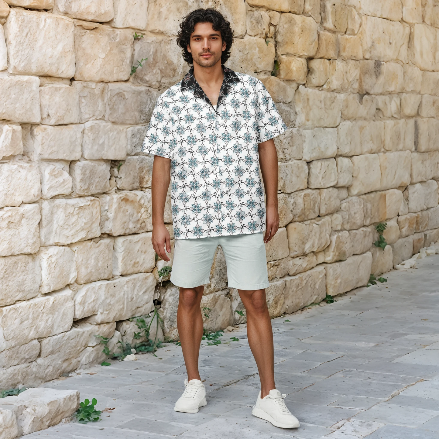 Teal Tapestry Button Up Shirt