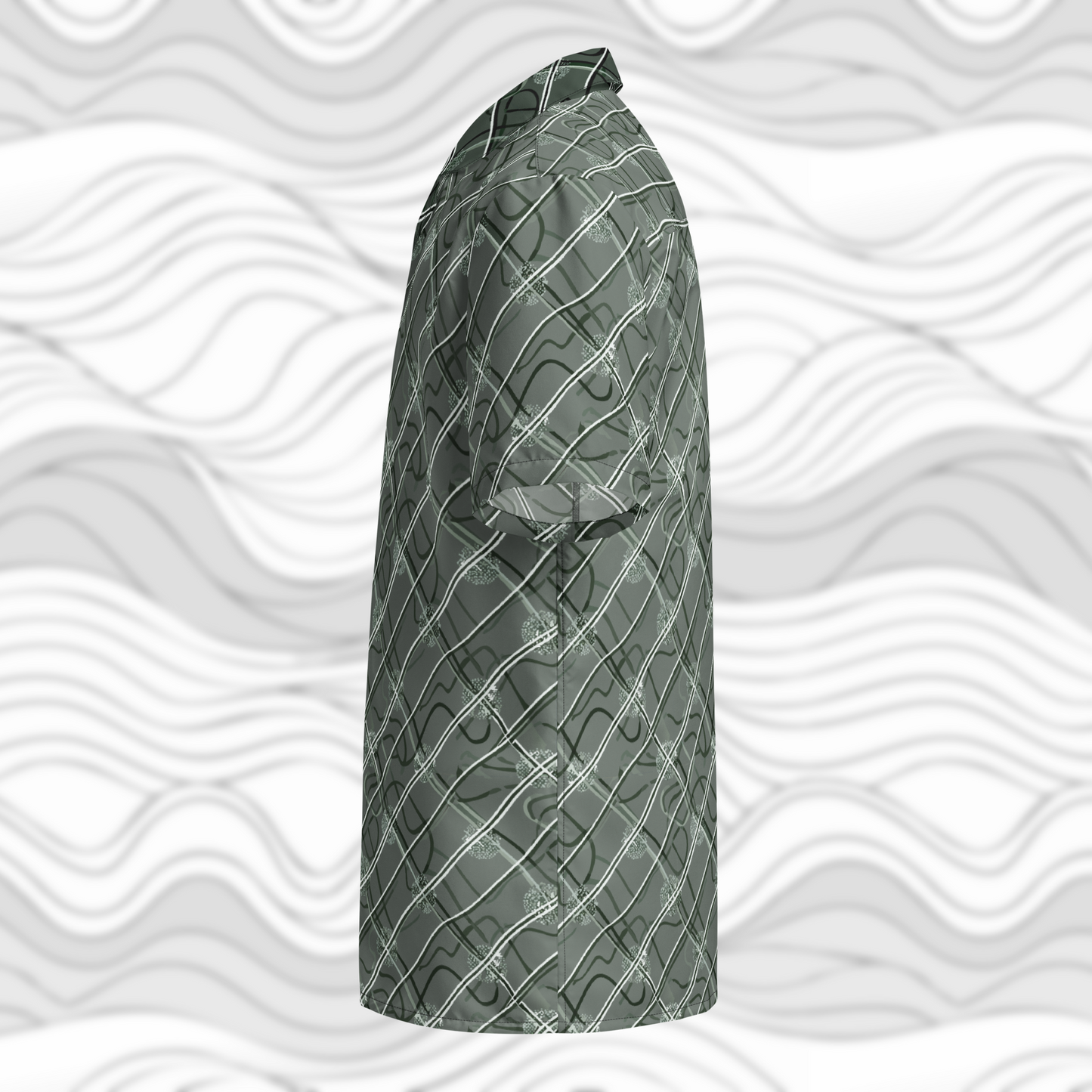 Men’s Lightweight Woven Button-Up Shirt with Sleek Linear Design