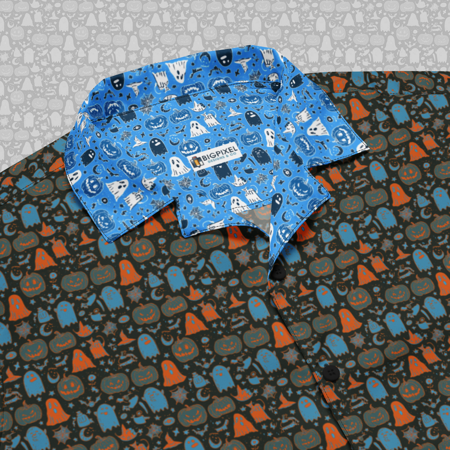 Spooky Scatter Halloween Button-Up Shirt