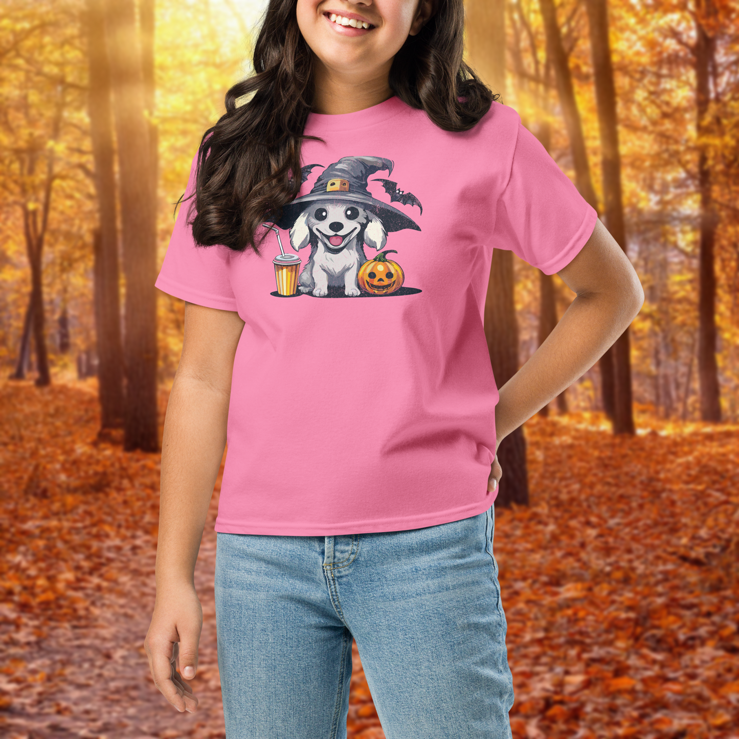 Pumpkin Pup Youth Halloween Classic T-Shirt for Boys and Girls