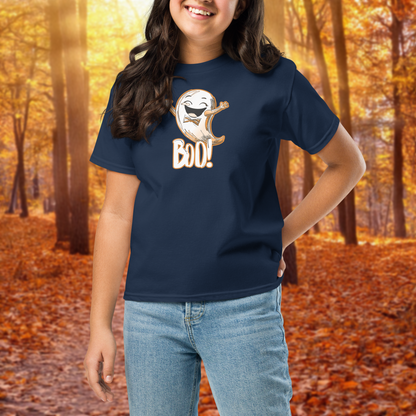Cute Ghost “Boo!” Halloween T-Shirt for Youth