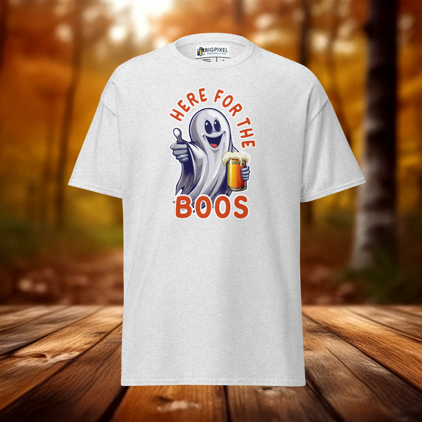 Here for the Boos Unisex Halloween T-Shirt Funny Ghost Design