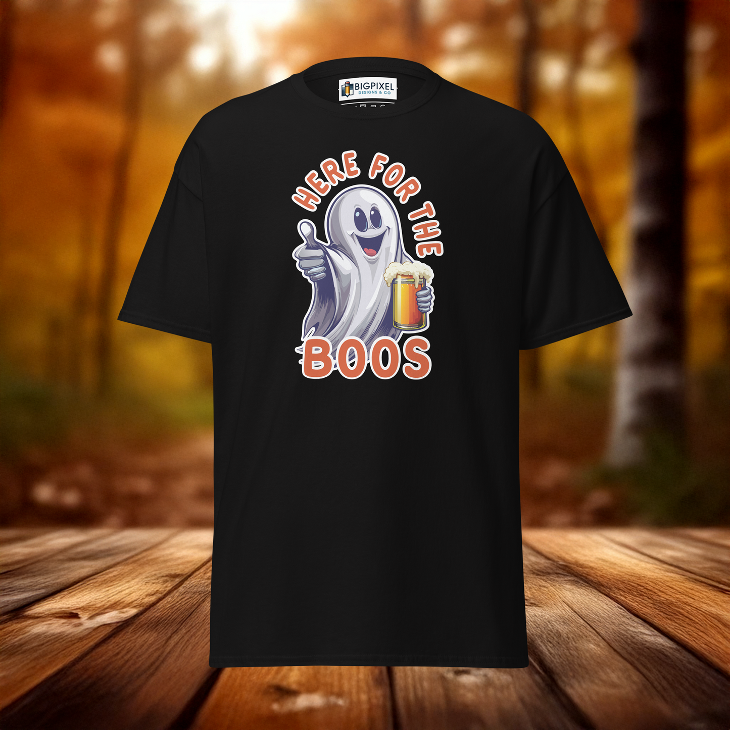 Here for the Boos Unisex Halloween T-Shirt Funny Ghost Design