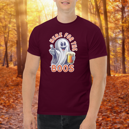 Here for the Boos Unisex Halloween T-Shirt Funny Ghost Design