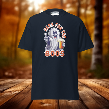Here for the Boos Unisex Halloween T-Shirt Funny Ghost Design