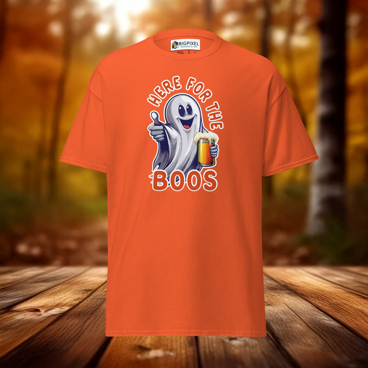 Here for the Boos Unisex Halloween T-Shirt Funny Ghost Design