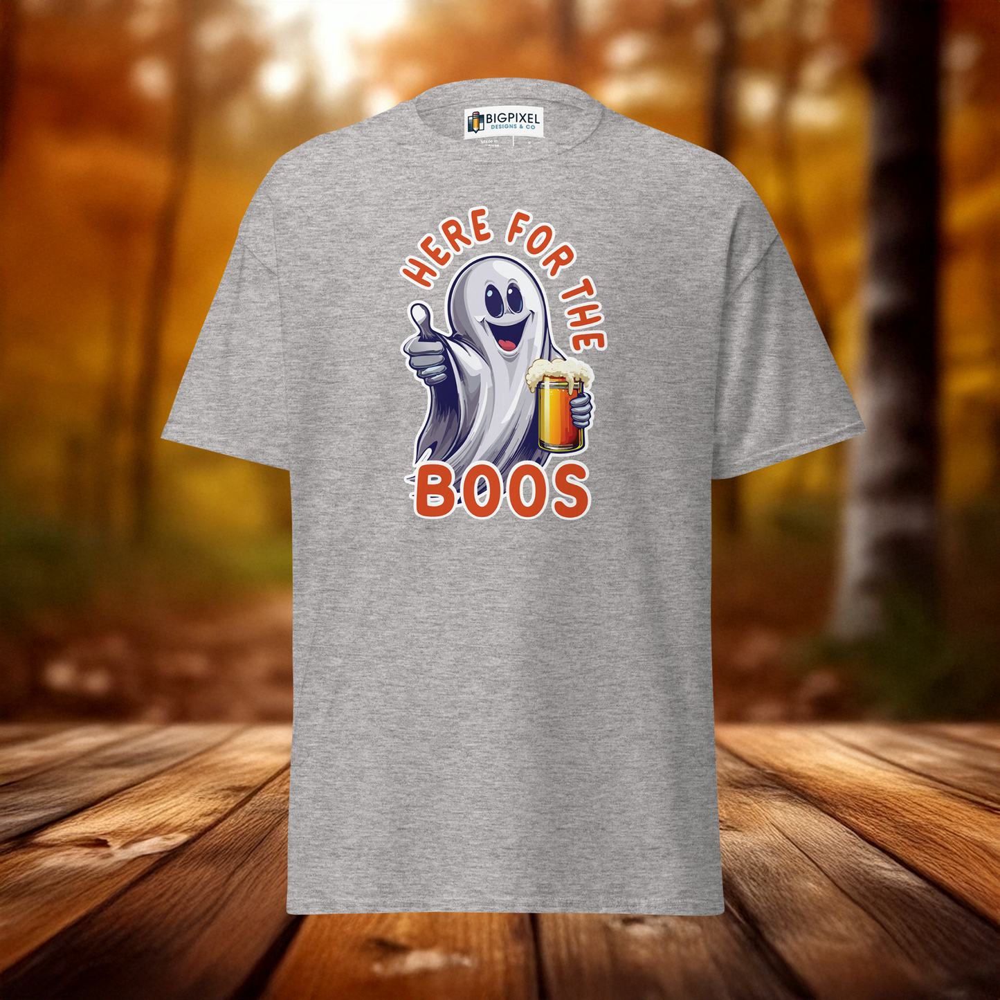 Here for the Boos Unisex Halloween T-Shirt Funny Ghost Design