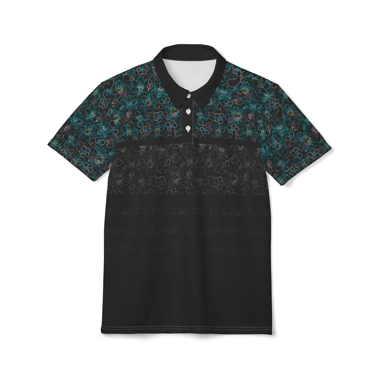Midnight Floral Glow Polo Shirt for Men