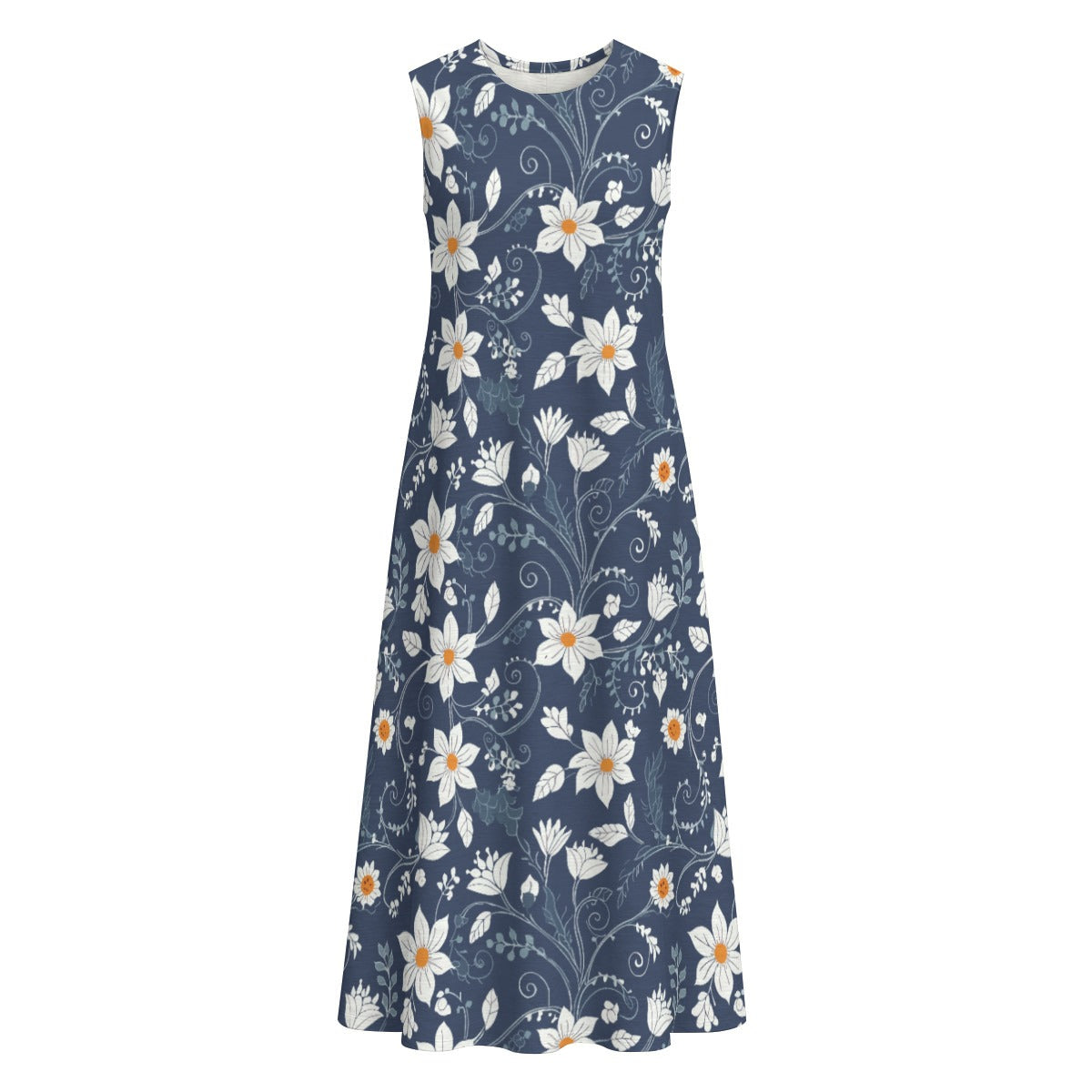 All-Over Print Women's Sleeveless Dress With Pocket|140GSM Slub Cotton