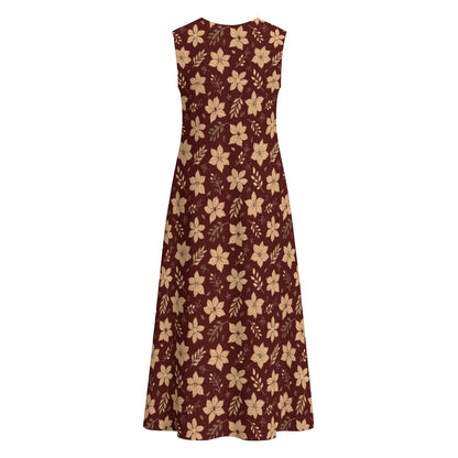 All-Over Print Women's Sleeveless Dress With Pocket|140GSM Slub Cotton