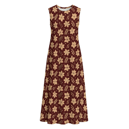 All-Over Print Women's Sleeveless Dress With Pocket|140GSM Slub Cotton