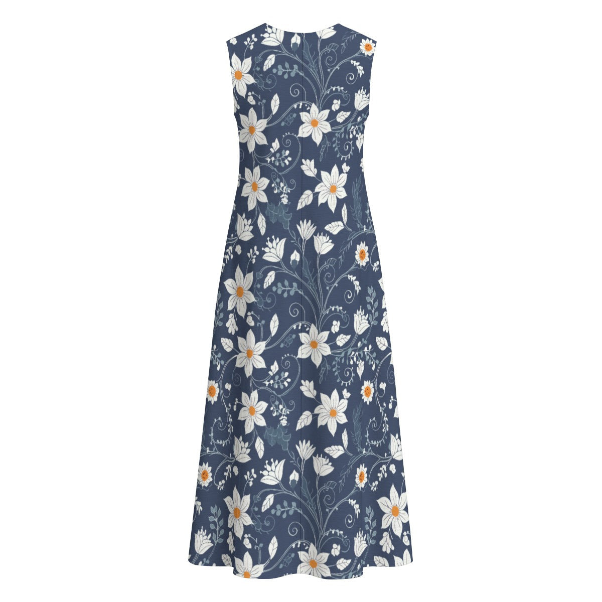 All-Over Print Women's Sleeveless Dress With Pocket|140GSM Slub Cotton