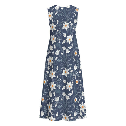 All-Over Print Women's Sleeveless Dress With Pocket|140GSM Slub Cotton