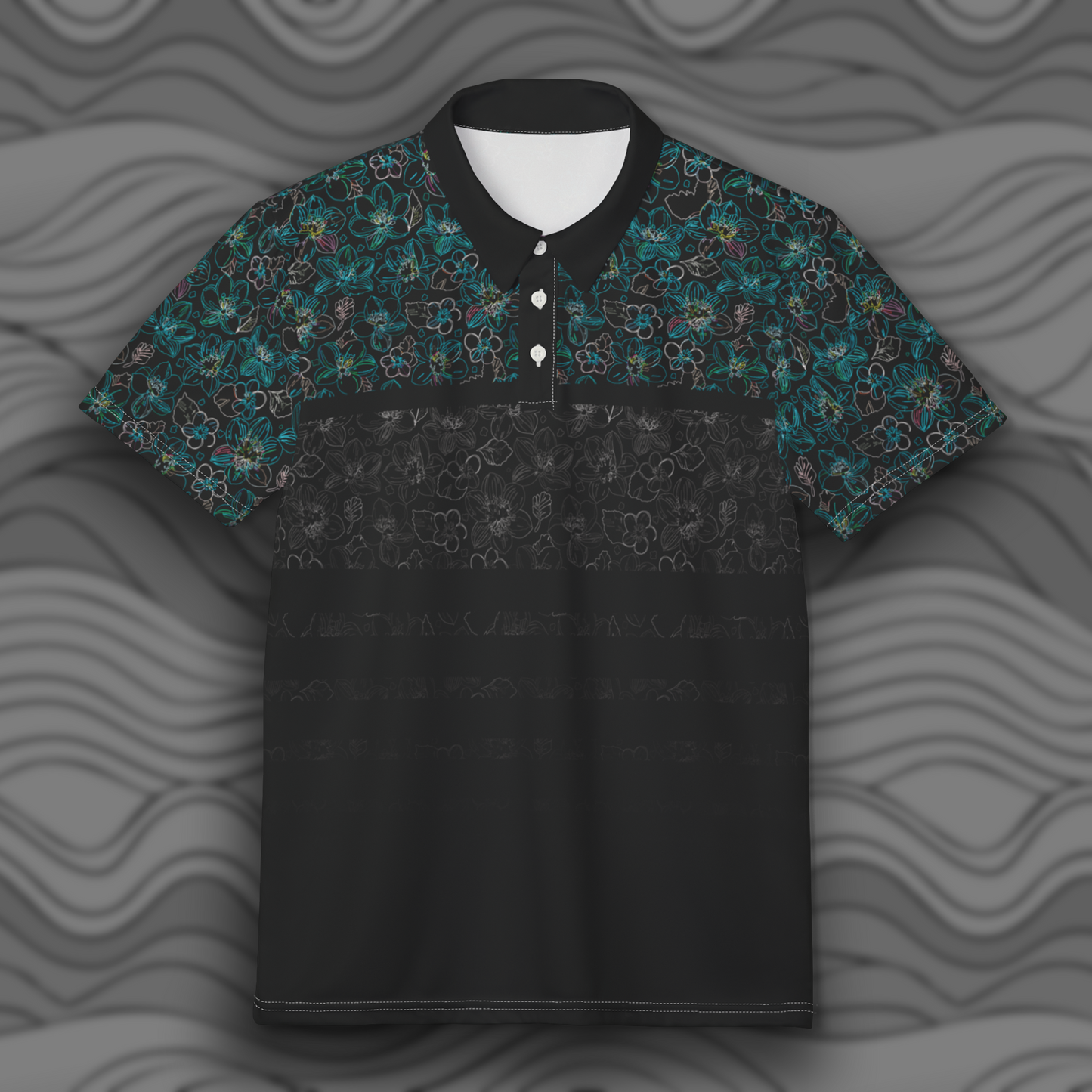 Midnight Floral Glow Unisex Polo Shirt