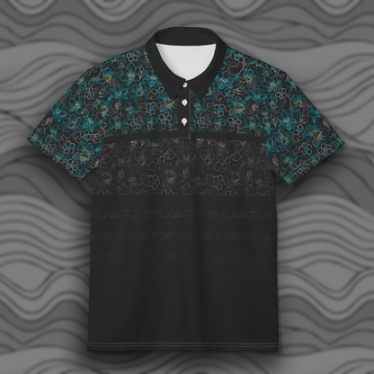 Midnight Floral Glow Unisex Polo Shirt