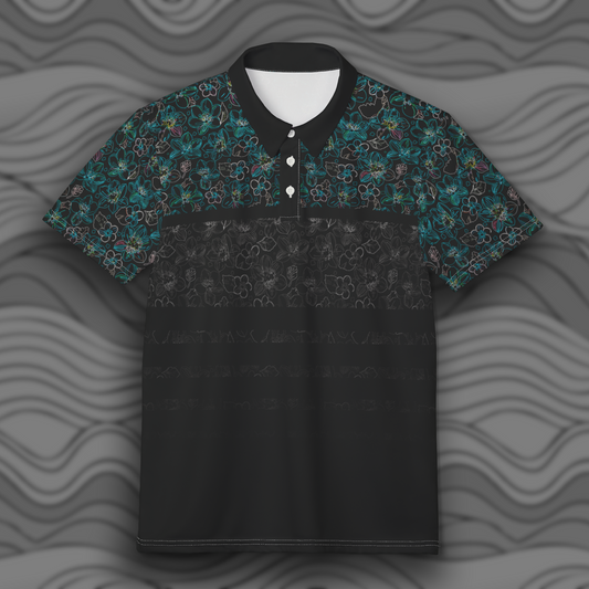 Midnight Floral Glow Unisex Polo Shirt