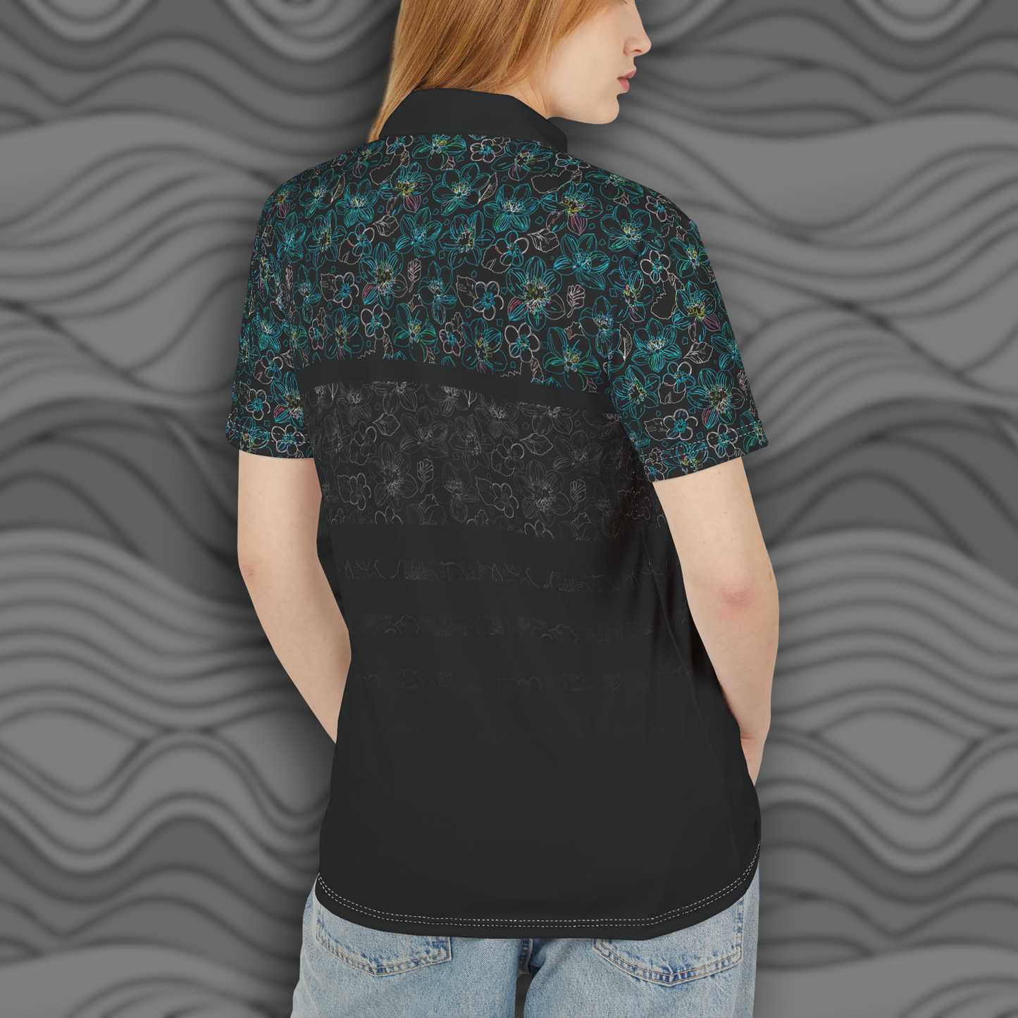 Midnight Floral Glow Unisex Polo Shirt