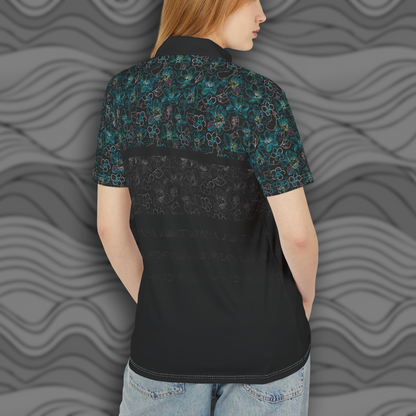 Midnight Floral Glow Unisex Polo Shirt