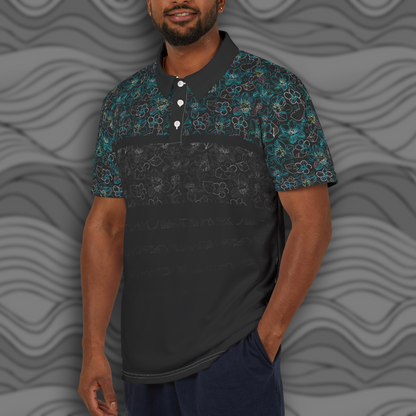 Midnight Floral Glow Unisex Polo Shirt