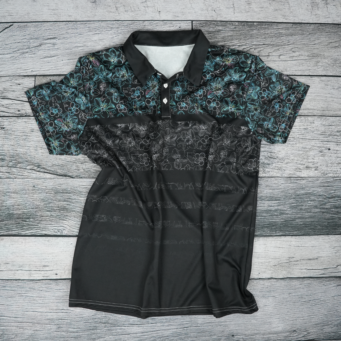 Midnight Floral Glow Unisex Polo Shirt