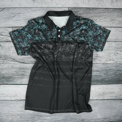 Midnight Floral Glow Unisex Polo Shirt
