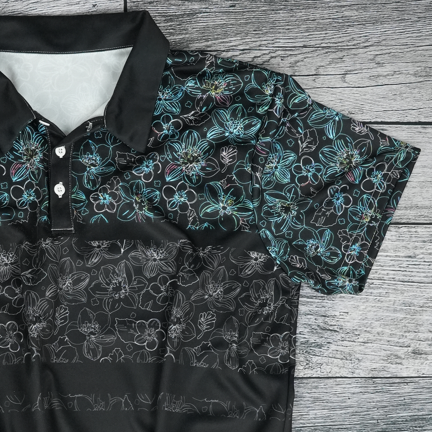 Midnight Floral Glow Unisex Polo Shirt