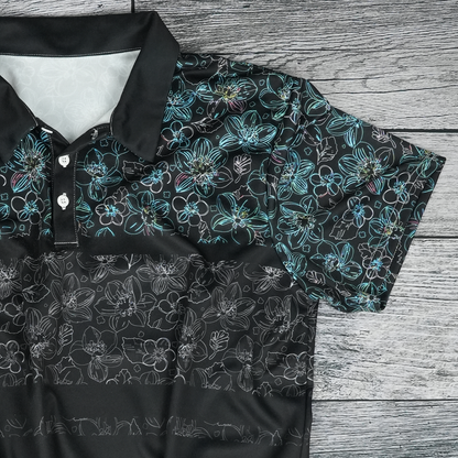 Midnight Floral Glow Unisex Polo Shirt