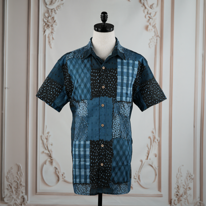 Classic Patchwork Button-Up Shirt