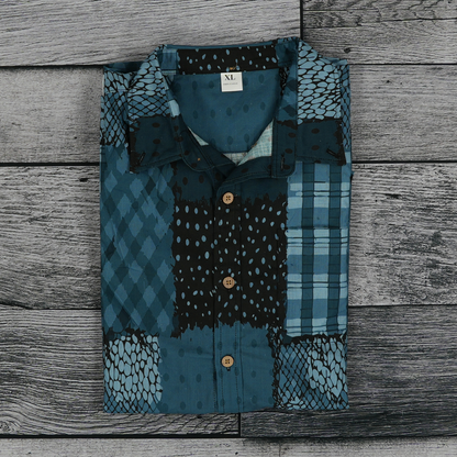 Classic Patchwork Button-Up Shirt