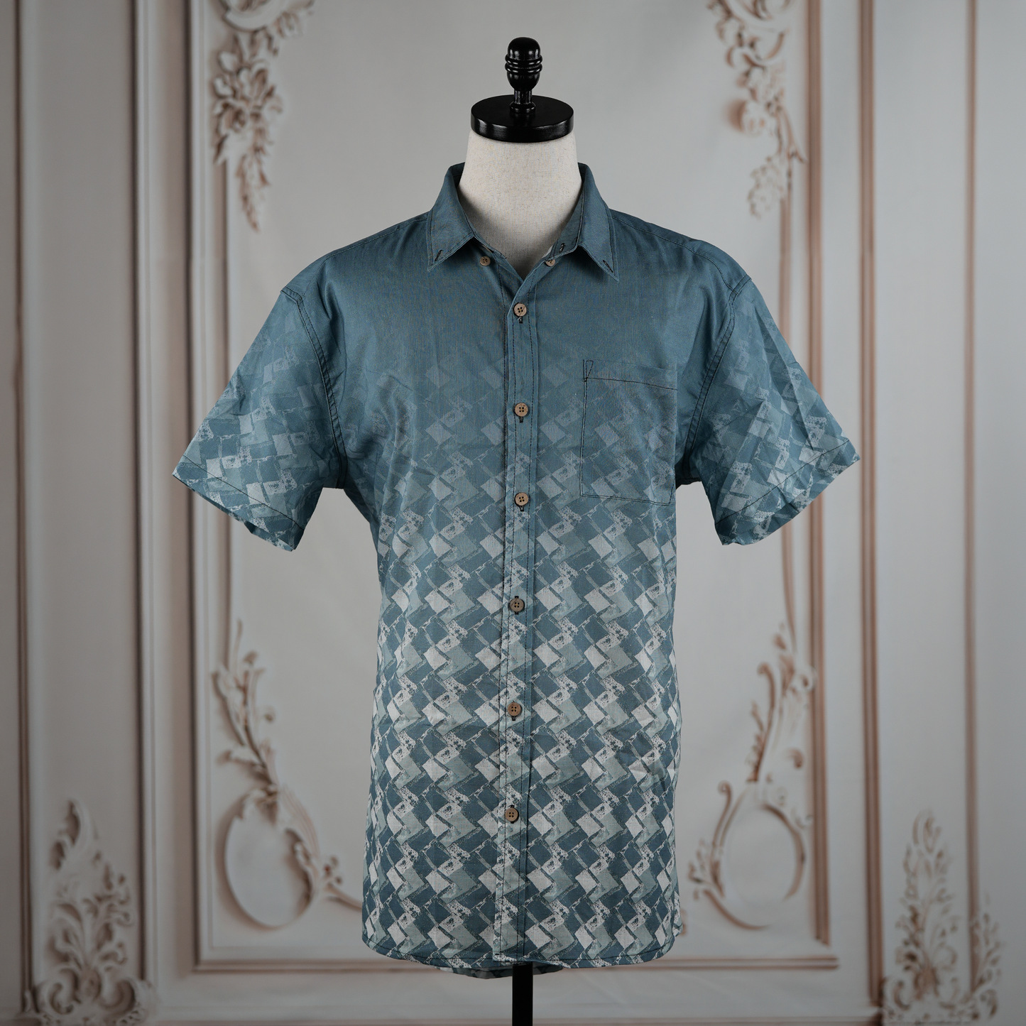 Diagonal Twill Button-Up Shirt