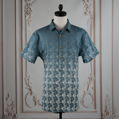 Diagonal Twill Button-Up Shirt