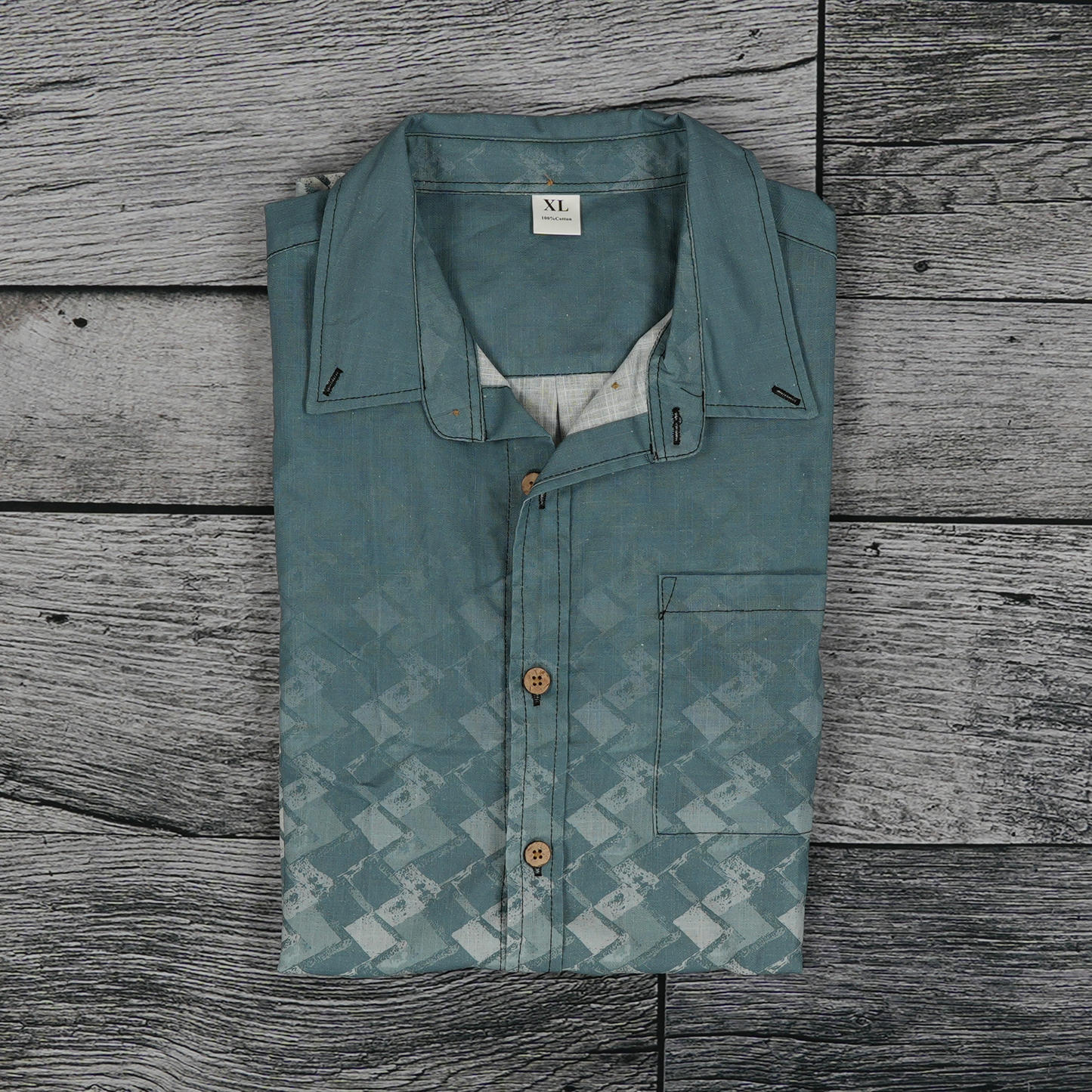 Diagonal Twill Button-Up Shirt