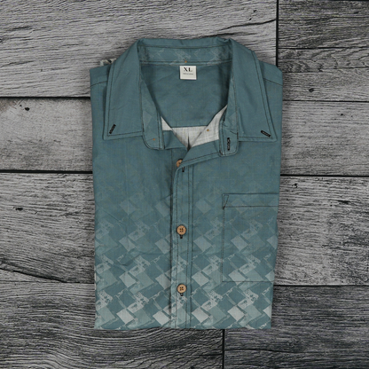 Diagonal Twill Button-Up Shirt