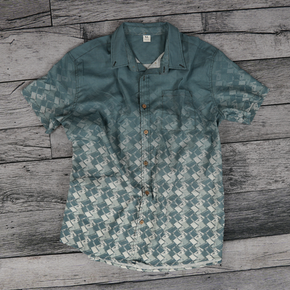 Diagonal Twill Button-Up Shirt